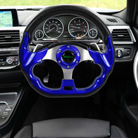 Volant de course JDM plat de 320 mm (13 pouces) universel pour voitures, volant en PVC pour drift, compatible avec les voitures à 6 trous, les voiturettes de golf et les karts