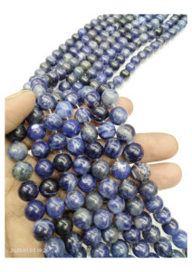 Cuentas Redondas de Sodalita Azul Natural, Hilo Completo de Ágata Mirani de Rajasthan, Tema Amoroso - Product Image 2