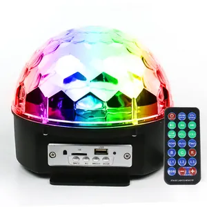 דיסקו כדור מסיבת אורות, 9 צבעים מסתובב LED דיסקו שלב DJ אורות קריסטל קסם אור מקרן קול הופעל עבור KTV חג המולד