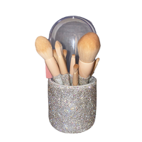 Pinceaux de maquillage professionnels de luxe 8 pièces en fibres synthétiques, style blush angulaire, manche en plastique, format voyage, pour fond de teint, OEM