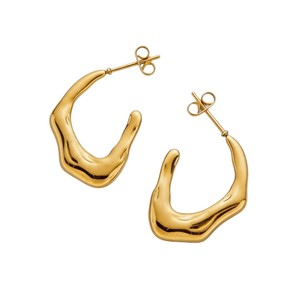 Pendientes de acero inoxidable 18k con diseño geométrico irregular y efecto hidráulico, de moda transfronteriza, de alta gama, de nicho y exagerados. - Product Image 5