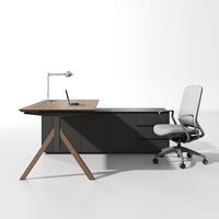Conception de table de direction en bois personnalisée, bureau de direction moderne en forme de L