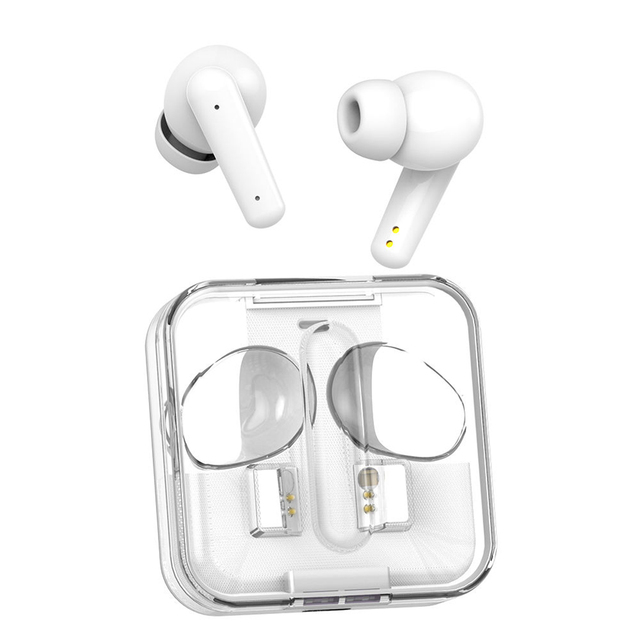 Anc Enc Noise Cancelling Wireless Earbuds Mini Headsets Heavy Bass Ipx5 Waterproof Transparent Case Tws Earphone