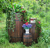 Table d'appoint rustique en bois de fût de vin avec bandes métalliques, table d'appoint en bois massif pour la maison, le jardin, le bar, la terrasse