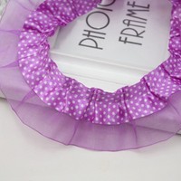 Pita renda berlipit ganda 4cm dengan motif polkadot dari poliester untuk dekorasi rumah & mobil, asal CN, waktu tunggu sampel 7 hari.