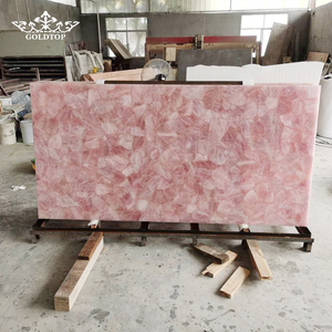 Losas de Piedra Semipreciosa de Cristal Rosa Pulido de Grado AAA GOLDTOP, Translúcidas, para Isla de Cocina o Barra - Product Image 1