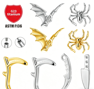 Getta G23 Titane 16G Fileté Intérieur Flying Bat Bijou de Piercing pour Cartilage, Hélix, Tragus, Cadeau de Mariage Plaqué Or 24K - Product Image 2
