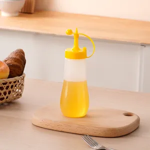 Utensilio de cocina de plástico transparente para condimentos, botella exprimible para salsas de plástico, botellas exprimibles