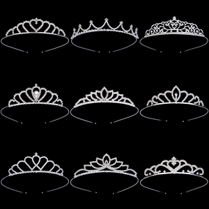 تيجان أميرات من السبائك المعدنية بالجملة مرصعة بالأحجار الكريمة للأطفال، تيجان كريستالية للفتيات لحفلات الزفاف والمناسبات - Product Image 4