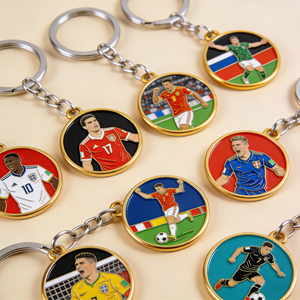 Portachiavi in Metallo Personalizzato di Alta Qualità, Lega di Zinco Smaltata, Portachiavi Coppa Calcio 2026 per Vendita all'Ingrosso - Product Image 1