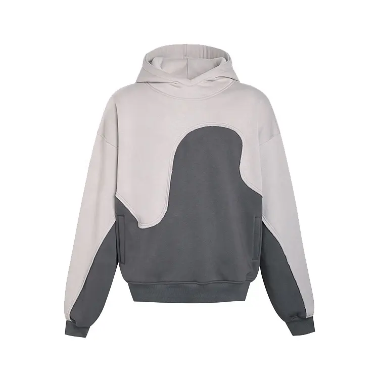 Finch Garment Custom Streetwear Color block Patchwork HipHop Two Tone Overs ized Cropped Heavyweight Hoodie schneiden und nähen