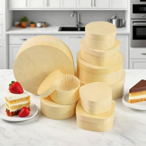 Dùng Một Lần Bằng Gỗ Pho Mát chăn thả Bánh Hộp Vòng Hình Bầu Dục Kraft Giấy Nắp Thực Phẩm Container Cho Món Tráng Miệng Cửa Hàng Mang Đi - Product Image 2