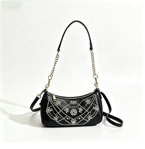 Bolso cruzado de piel sintética azul para mujer con correa de cadena y ribete de diamantes de imitación, bolso de mensajero de moda para uso diario en todas las estaciones - Product Image 6