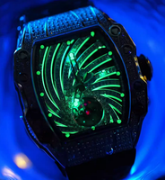 Montres mécaniques automatiques lumineuses en acier, design usine et personnalisation par lots, avec cadran similaire à un cadran de diamant, pour marque privée
