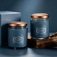 Pot à bougie en verre côtelé 100ml 150ml avec couvercle métallique pour la fabrication de bougies, cuisine, salon de thé, décoration intérieure, cadeau