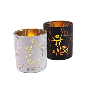 Frasco de Vidrio Cilíndrico Vacío de Lujo de 10 oz, Negro y Blanco, con Tapa, para Velas, con Logotipo Personalizado, Impresión Offset Navideña - Product Image 1