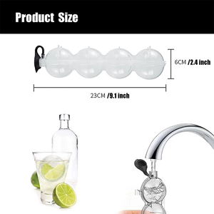Molde Premium para Hacer Bolas de Hielo Transparentes, Molde para Bolas de Hielo Redondas para <span class=keywords><strong>Whisky</strong></span> con 4 Orificios, Bandeja para Hielo - Product Image 2