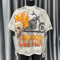 T-shirt graphique personnalisé DTG, coupe ample et épaisse, effet délavé soleil et délavé à l'acide pour homme