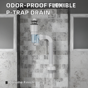 KAWAL Siphon de lavabo en P-Trap de conception moderne Siphon flexible en plastique pour les déchets de salle de bain et de cuisine <span class=keywords><strong>anti</strong></span>-odeurs Accessoires de cuisine - Product Image 2