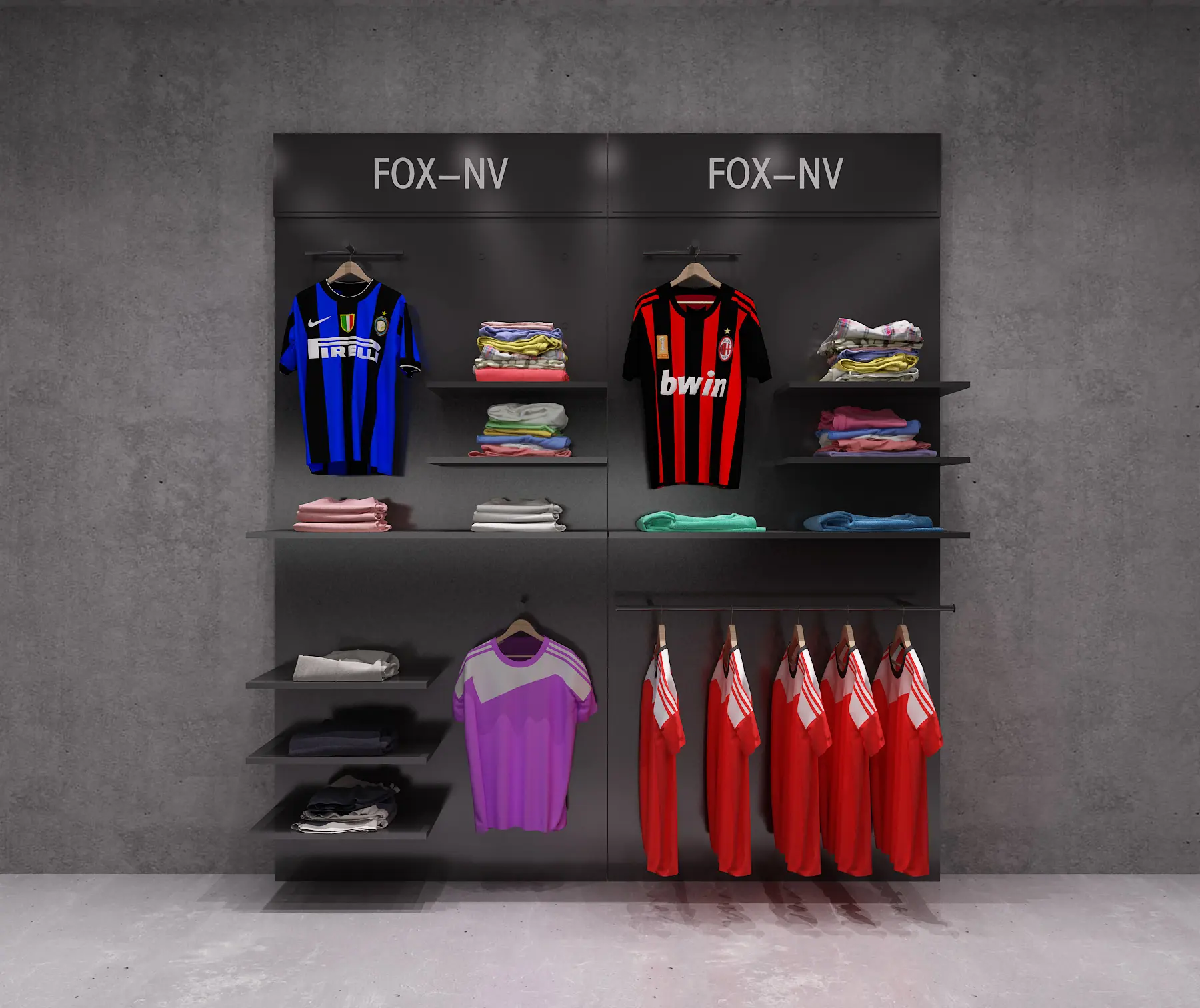 Wholesale Men Sportswear Clothes Shop Interior Design Custom black Store Fixtures Sport Clothing Display Rack for Clothing Store
