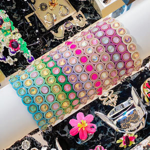 Brazalete Elástico de Resina Acrílica y Lucite con Cristales y Mariposas Bohemias Chapadas en Oro, Estilo Viajero Exagerado, para Mujer, Regalo DIY con Cuentas de Azulejo - Product Image 3