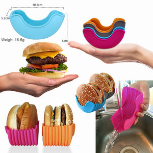 Acessórios de cozinha reutilizáveis, lavável, queijo retrátil, clipe de hambúrguer, caixa de silicone, suporte de hambúrguer para comer - Product Image 2