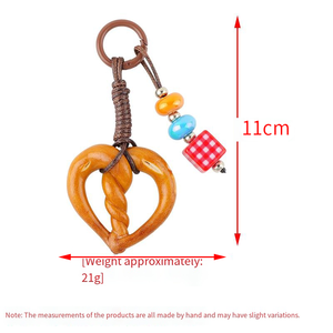 Super mignon en forme de nourriture en métal porte-clés mode dessin animé alcalin eau pain pendentif tissé à la main chocolat porte-clés lanière - Product Image 6