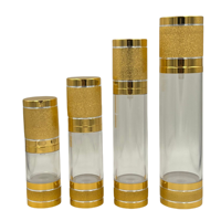 Bouteille de pompe de pulvérisation de lotion sans air enduite d'aluminium noir en gros, bouteille sans air de 15ml 30ml 50ml AS pour l'emballage de soins de la peau