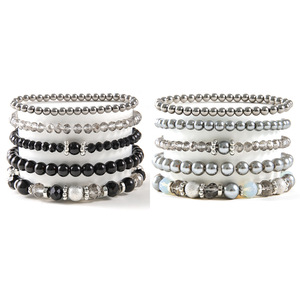 Ensemble de bracelets élastiques à perles de cristal, 5 pièces, bijoux pour femmes, cadeau, bracelets extensibles multicouches en perles pour toutes occasions - Product Image 1