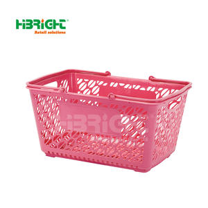 Highbright High Capacity Comfortable Handle Customized Logo Stackable Design <b>Plastic</b> Shopping <b>Basket</b> for Ages 8+ - Product Image 1
