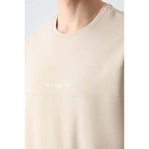 Conjunto Deportivo Básico Air Jones para Hombre, Corte Holgado, Sudadera y Pantalones de Algodón Beige Texturizado, Grueso y Suave - Product Image 4
