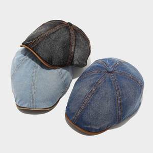 Nouvelle Arrivée 2025 – Casquette Gavroche en Jean Délavé Tendance pour Femme et Homme, Chapeau Béret Rétro Décontracté d'Extérieur avec Visière en Cuir PU - Product Image 2