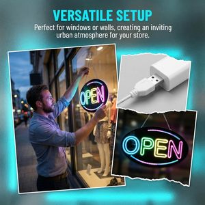 Enseigne LED néon suspendue pour vitrine, décoration intérieure, indicateur lumineux de nuit pour fenêtre, lumière d'ambiance personnalisable 5V 12V - Product Image 3