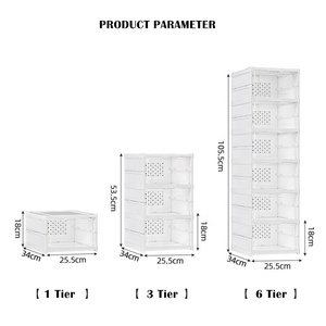 Có thể gập lại Giày Rack tổ chức 6-tier-no-lắp ráp, nhỏ gọn có thể gập lại và tiết kiệm không gian gấp Giày giá đóng mở hộp lưu trữ - Product Image 2