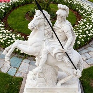 <span class=keywords><strong>Sculpture</strong></span> de guerrier équestre en marbre blanc YOUFINE, <span class=keywords><strong>statue</strong></span> de cavalier pour jardin historique, parc à thème, décoration classique, œuvre d'art - Product Image 2