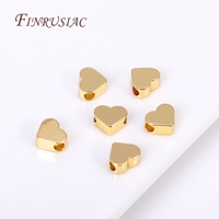 Perles de coeur plaquées or 18 carats 6x5MM perles de bracelet entretoise en métal accessoires de fabrication de bijoux à bricoler soi-même avec trou de 2.5MM