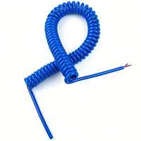 Cable Espiral de 2, 3 y 4 Núcleos, Cable Eléctrico Azul con Revestimiento PUR, Cable Espiral con Conductor de Cobre, Aislamiento, Cable de Alimentación CA