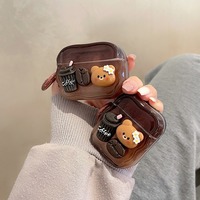 Casing Pelindung Headset Earphone Desain Fashion Hitam Beruang Anjing Hewan Lucu Kreatif Kartun