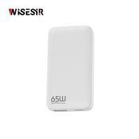 Chargeur rapide WISESIR 65W GaN PD 3.0 avec ports Type-C et USB, efficacité de 92%, certifié CE, prise murale pour téléphones mobiles
