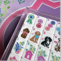 Mahjong américain en acrylique à thème animaux de compagnie (chiot et chaton de dessin animé), 160 166 tuiles, jeu de société pour la maison et les fêtes, en promotion