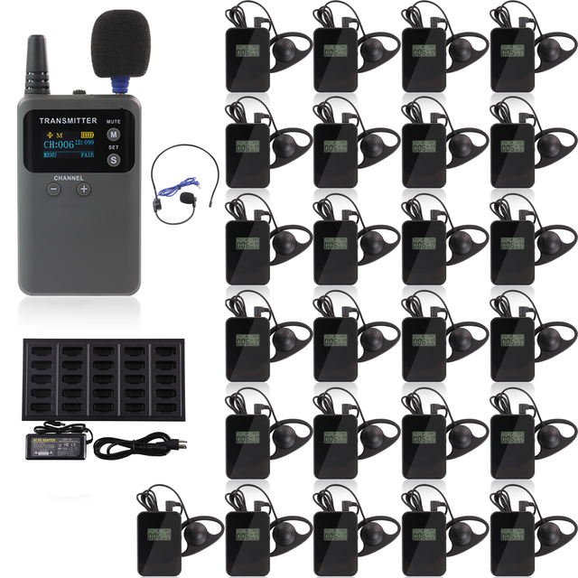 2.4G Wireless Audio Guide System Long Battery Life Digital Tour Guide System 999 Channels for Tourism Visit Conference
