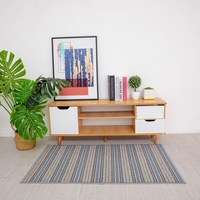 Tapis d'intérieur personnalisé en polypropylène tufté, à boucles hautes et basses, motif rayé, antidérapant, durable, pour salon et maison