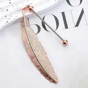 New Arrival Handmade Custom Metal Beaded Bookmark DIY Feather Beadable Bookmarker Leaf Bookmark For Jewelry Making Toys