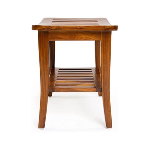 Banc de <span class=keywords><strong>douche</strong></span> en <span class=keywords><strong>bois</strong></span> de teck d'angle de salle de bains Patio intérieur jardin cour bain Spa <span class=keywords><strong>tabouret</strong></span> étanche à 2 niveaux avec étagère de rangement en dessous - Product Image 4
