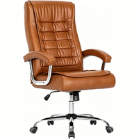 Chaise de bureau ergonomique pivotante de luxe moderne pour cadres, dossier haut, massage, pivotement à 360 degrés, en cuir PU, réglable en hauteur