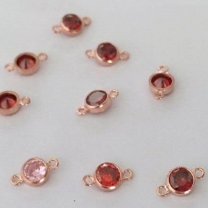 Vintage Jewelry 14K Rose Gold Filled Bezel Zircon Stone <strong>Beads</strong> 12 Birthstone Connectors High Quality Unisex for Jewelry Pendants - Product Image 5