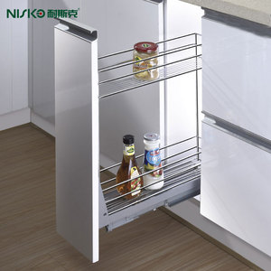 Organisateur de deux étagères, <span class=keywords><strong>porte</strong></span>-<span class=keywords><strong>bouteille</strong></span> et <span class=keywords><strong>porte</strong></span>-épices avec glissières de montage à fermeture douce - Product Image 2