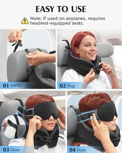 Almohada de Viaje para Soporte Cervical, Reposacabezas con Antifaz y Correa Ajustable para Auto y Avión - Product Image 3