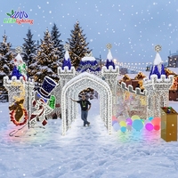 Décorations lumineuses de Noël géantes en 3D pour l'extérieur, le parc, la rue, cadre en fer LED, château de Noël, motif paysager décoratif