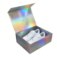 Boîte cadeau magnétique rigide de luxe sur mesure certifiée F-S-C, durable, avec hologramme, boîte magnétique pliable pour chaussures avec adhésifs